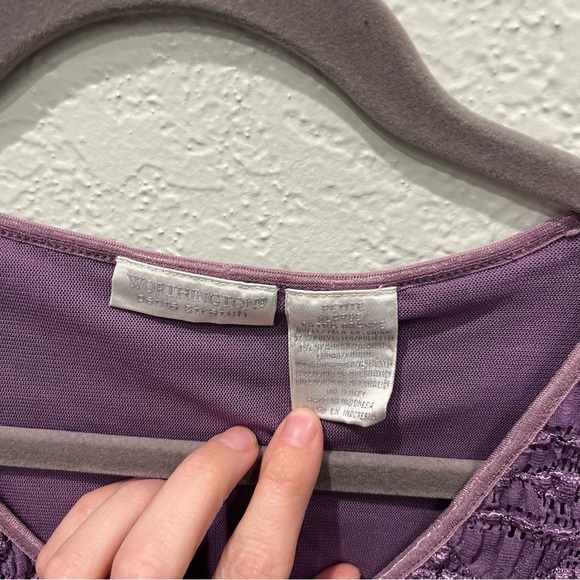 Y2K Babydoll Top Women's XL Petite XLP Purple Mesh Semi-Sheer Cropped 90s 00s - Picture 6 of 6